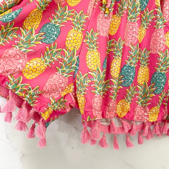 Simply Southern Pink Pineapple Print Tassel Shorts Small Medium - Picture 6 of 7